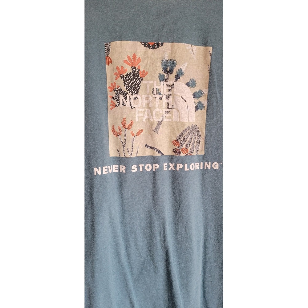 The North Face T-Shirt XXL Blue Graphic Crew Neck Cotton Casual Tee Top - Picture 3 of 5